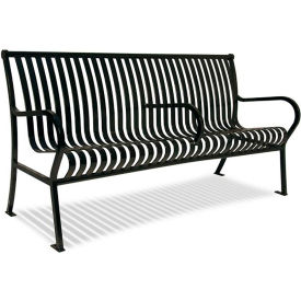 UltraSite Hamilton Slat Bench w/ Back, Surface Mount, 4'L, Black