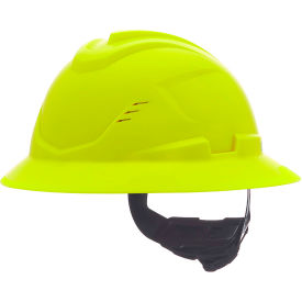 V-Gard C1 Full Brim Hard Hat, Vented, Fas-Trac III, Hi-Viz, Yellow