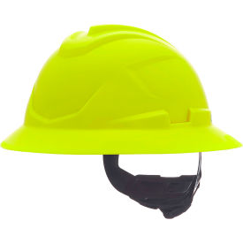 V-Gard C1 Full Brim Hard Hat, Non-vented, Fas-Trac III, Hi-Viz, Yellow