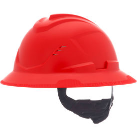V-Gard C1 Full Brim Hard Hat, Vented, Fas-Trac III, Red
