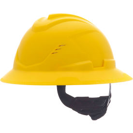 V-Gard C1 Full Brim Hard Hat, Vented, Fas-Trac III, Yellow