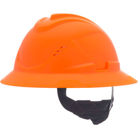 V-Gard C1 Full Brim Hard Hat, Vented, Fas-Trac III, Hi-Viz, Orange