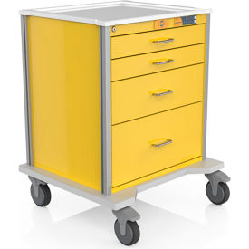 Procedure Isolation Stat Cart w/ 4 Drawers, 29"L x 26-1/4"W x 36" H, Yellow