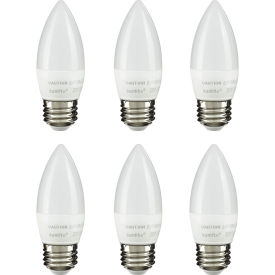 LED B11 Bulb, 120V, 7W, 500 Lumens, Medium Screw Base, 2700K, 80 CRI, White, Pack of 6
