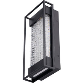 LED Crystal Wall Sconce Light Fixture, 10W, 800 Lumens, 80 CRI, 12" Size, Black