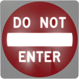 Dusk Till Dawn Do Not Enter Sign, Solar, 30"W x 2"D x 30"H, White/Red