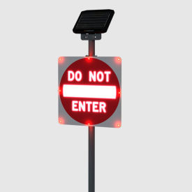 Dusk Till Dawn Do Not Enter BlinkerSign, Solar, 30"W x 2"D x 30"H, White/Red