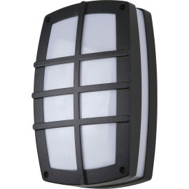 LED Bulkhead Outdoor Light Fixture, 12W, 650 Lumens, 80 CRI, Black