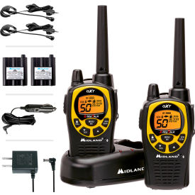 GMRS & FRS Two-Way Radio, 50 Channels, 462.55-467.7125 Mhz, Black/Yellow, Pack of 2