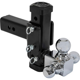 Adjustable Tri Ball Hitch w/ Chrome Towing Balls For 2-1/2" Hitch Receivers, Black