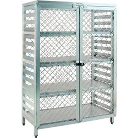 Amplimesh Security Cage Truck w/ 4 Shelves, 48"L x 24"W x 72"H, Silver