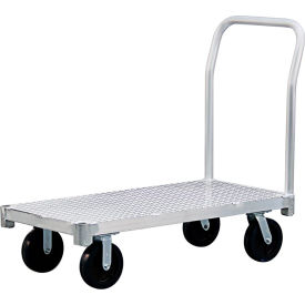 New Age Tread Plate Deck Platform Truck, Aluminum, 6" Polyurethane Caster, 75"L x 36"W, 2600 lb Cap.