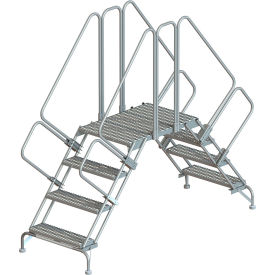 4 Step Double Entry Crossover Ladder, Steel, 73"L