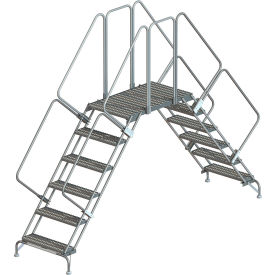 6 Step Double Entry Crossover Ladder, Steel, 110"L