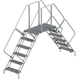 Six Step Double Entry Crossover Ladder, Steel, 121"L