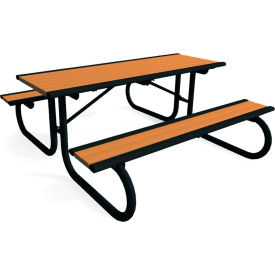 Richmond Rectangular Picnic Table, Multi-Pedestal, Recycled Plastic, Brown, 72"L