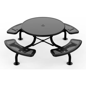 UltraSite UltraCoat Round Picnic Table, Span Leg, Steel, Black, 46"L