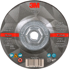 Silver Center Grinding Wheel, Type 27, 4-1/2" Diameter x 1/4" Thick, 10 per Carton