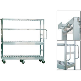 Flat Shelf Utility Cart with 4 Shelves, 800 lb. Capacity, Silver, 79-1/4"L x 20-1/2"W x 72-3/4"H