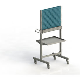 High M30 Multi-Cart w/ 2 Panels & 2 Bin Rails, 31-1/8"W x 29-15/16"D x 70-1/2"H, Gray/Blue