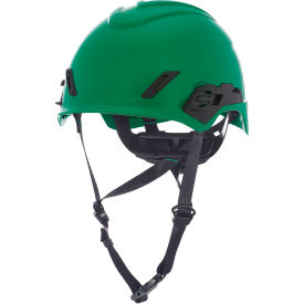 Safety Helmet, Non-Vented Fas-Trac III Pivot Ratchet Suspension, Green