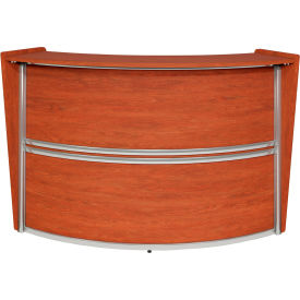Single Unit Reception Curved Desk Workstation, 72"W x 32"D x 45-1/2"H, Cherry