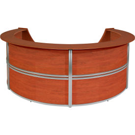 Marque Quad Unit Reception Curved Desk Workstation, 142"W x 103"D x 45-1/2"H, Cherry