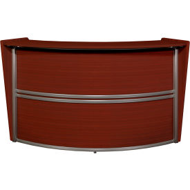 Single Unit Reception Curved Desk Workstation, 72"W x 32"D x 45-1/2"H, Mahogany