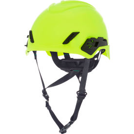 Safety Helmet, Non-Vented Fas-Trac III Pivot Ratchet Suspension, Hi-Viz Green