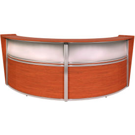 Marque Plexi Double Unit Reception Desk Workstation, 124-1/4"W x 49"D x 45-1/2"H, Cherry