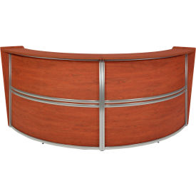 Marque Double Unit Reception Curved Desk Workstation, 124-1/2"W x 49"D x 45-1/2"H, Cherry