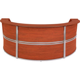 Marque Triple Unit Reception Curved Desk Workstation, 143-1/2"W x 71"D x 45-1/2"H, Cherry