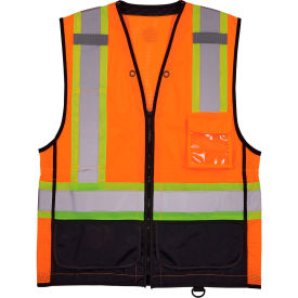 GloWear 8251HDZ-BK Two Tone Hi-Vis Safety Vest, ANSI Class 2, L/XL, Orange