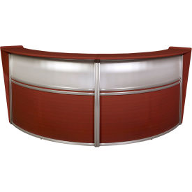 Marque Plexi Double Unit Reception Desk Workstation, 124-1/4"W x 49"D x 45-1/2"H, Mahogany