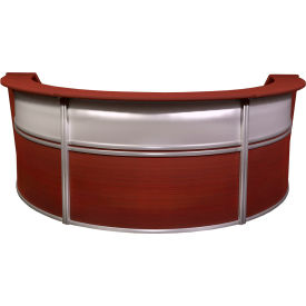 Regency Marque Plexi Triple Unit Reception Desk Workstation, Mahogany, 143-1/2"W x 71"D x 45-1/2"H