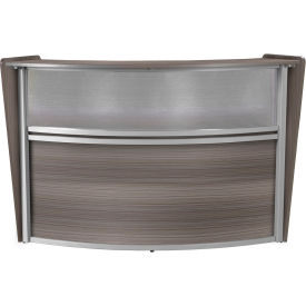 Marque Plexi Single Unit Reception Desk Workstation, 72"W x 32"D x 45-1/2"H, Driftwood Gray