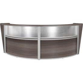Marque Plexi Double Unit Reception Workstation, 124-1/4"W x 49"D x 45-1/2"H, Driftwood Gray