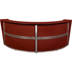 Double Unit Reception Curved Desk Workstation, 124-1/2"W x 49"D x 45-1/2"H, Mahogany