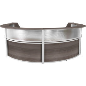 Reception Desk Workstation, 142"W x 103"D x 45-1/2"H, Driftwood Gray