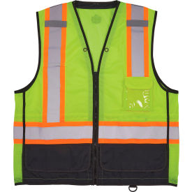 Glow-in-the-Dark Two Tone Hi-Visibility Safety Vest, ANSI Class 2, S/M, Lime