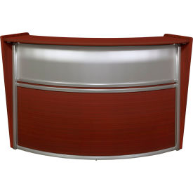 Marque Plexi Single Unit Reception Curved Desk Workstation, 72"W x 32"D x 45-1/2"H, Mahogany