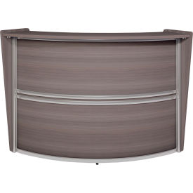 Single Unit Reception Curved Desk Workstation, 72"W x 32"D x 45-1/2"H, Driftwood Gray