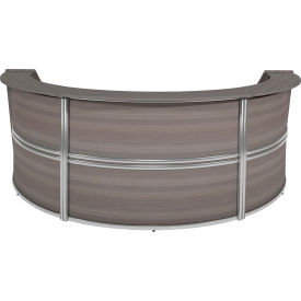 Regency Marque Triple Unit Reception Curved Workstation, 143-1/2"W x 71"D x 45-1/2"H, Driftwood Gray