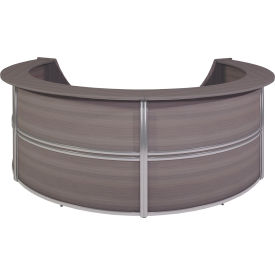 Marque Quad Unit Reception Curved Desk Workstation, 142"W x 103"D x 45-1/2"H, Driftwood Gray