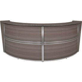 Double Unit Reception Curved Desk Workstation, 124-1/2"W x 49"D x 45-1/2"H, Driftwood
