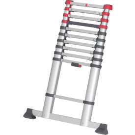 Hailo T80 Safety Telescopic Ladder with 11 Steps and One Hand Unlocking System, 330 lb. Capacity