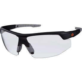 Half Frame Safety Glasses, Clear Lens, Matte Black Frame