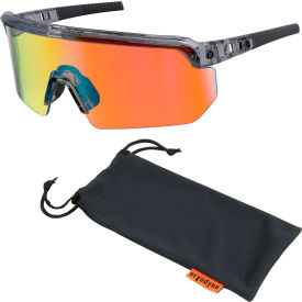 Half Frame Safety Glasses, Orange Mirror Lens, Clear Smoke Frame