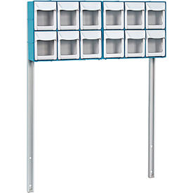 MobileCare 12 Bin Organizer w/ Accessory Bridge, 14"L x 6"W x 19"H, Blue/Gray