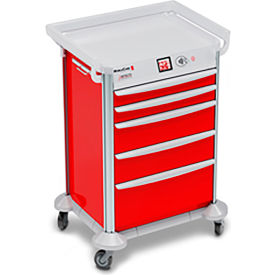 MobileCare Electronic Medical Cart, RFID Card Scan, 27"W x 27"D x 39"H, Red
